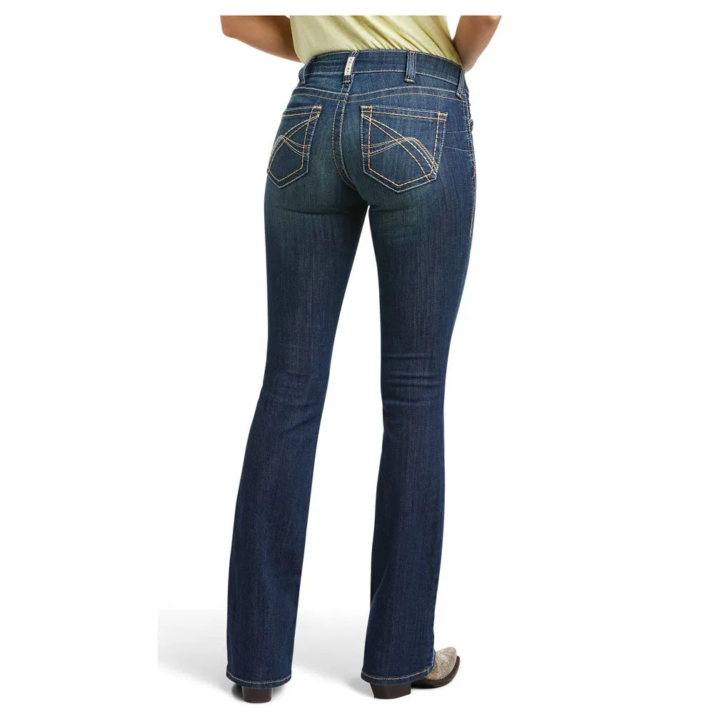 10039610 Ariat Women's Mid Rise Boot Cut Corinne Jean - Pacific