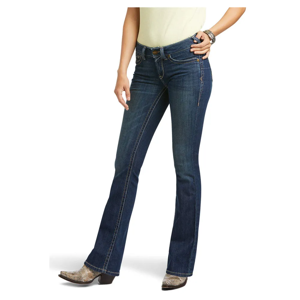 10039610 Ariat Women's Mid Rise Boot Cut Corinne Jean - Pacific