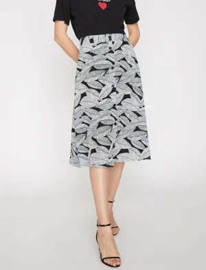 11937 Grey Floral Midi Skirt