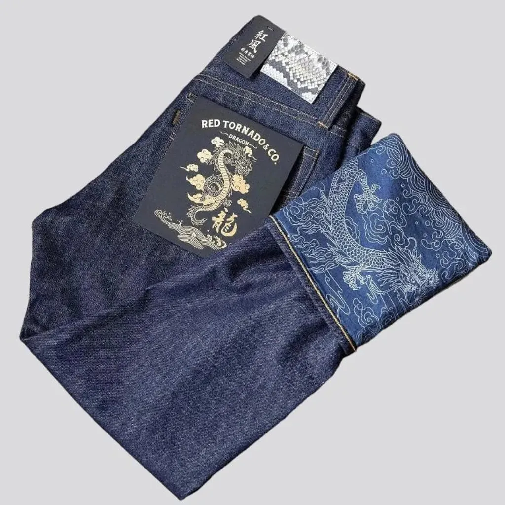 14oz dragon-lining selvedge jeans for men