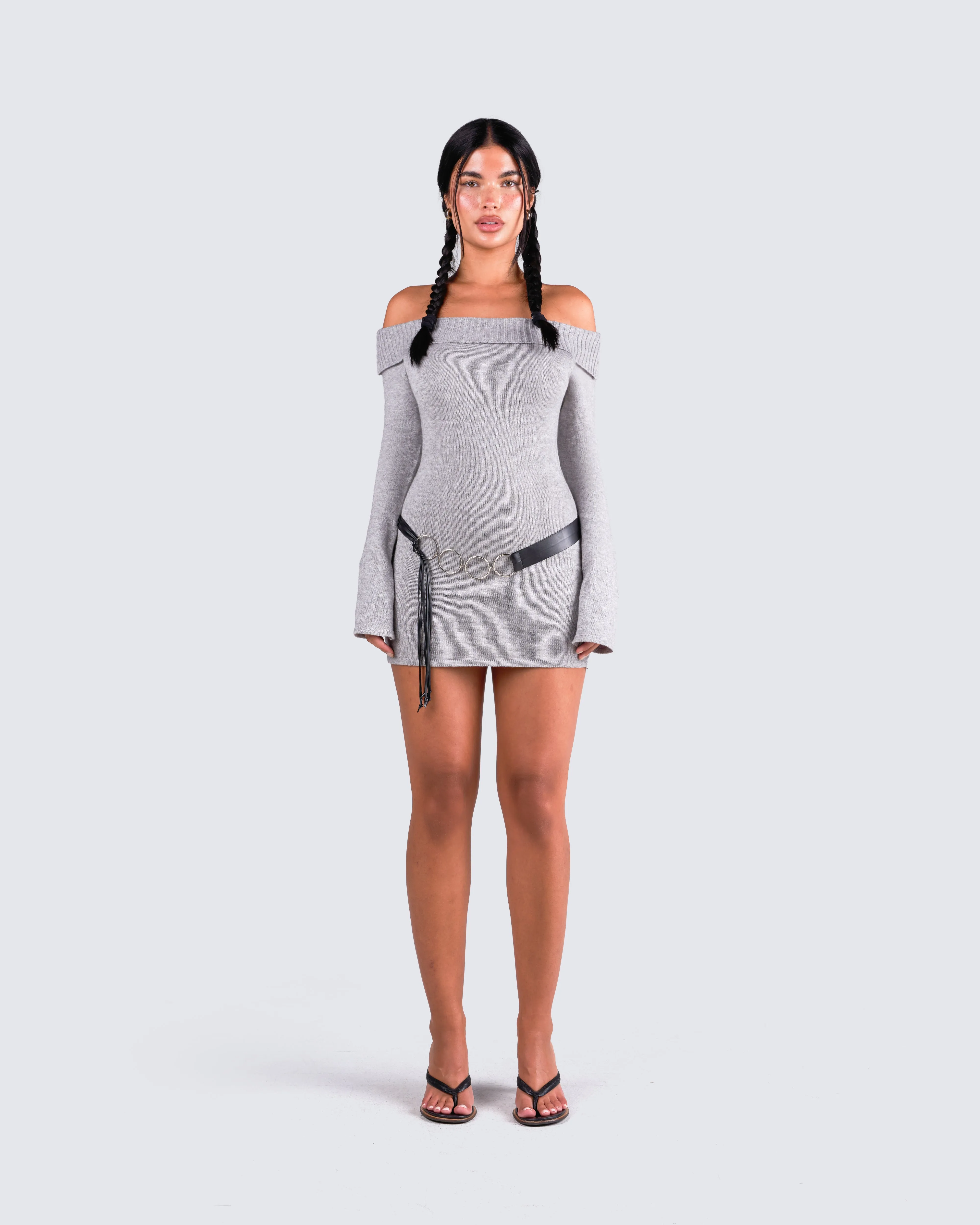 Abeni Grey Sweater Mini Dress