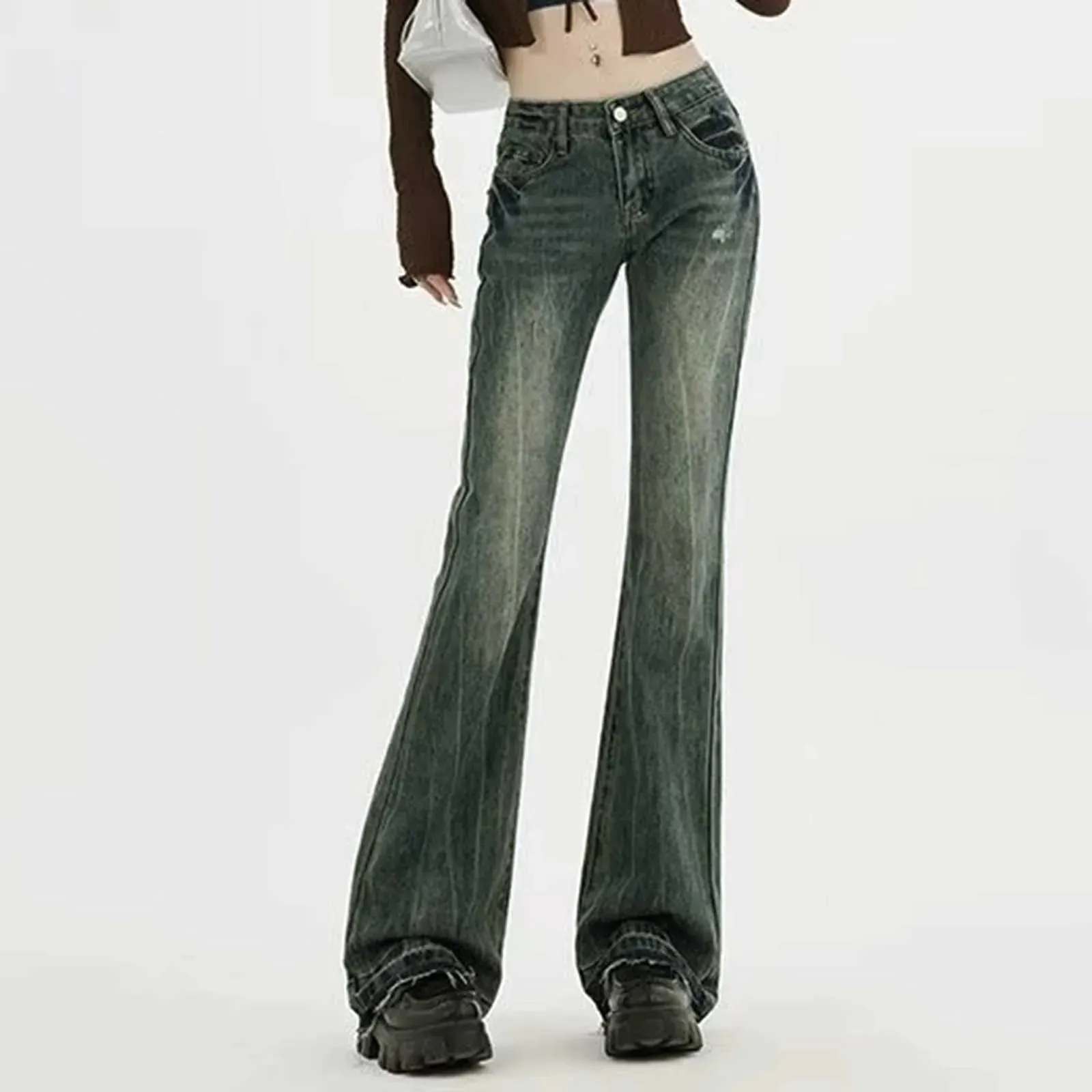 American Retro High Waist Cargo Streetwear Jeans