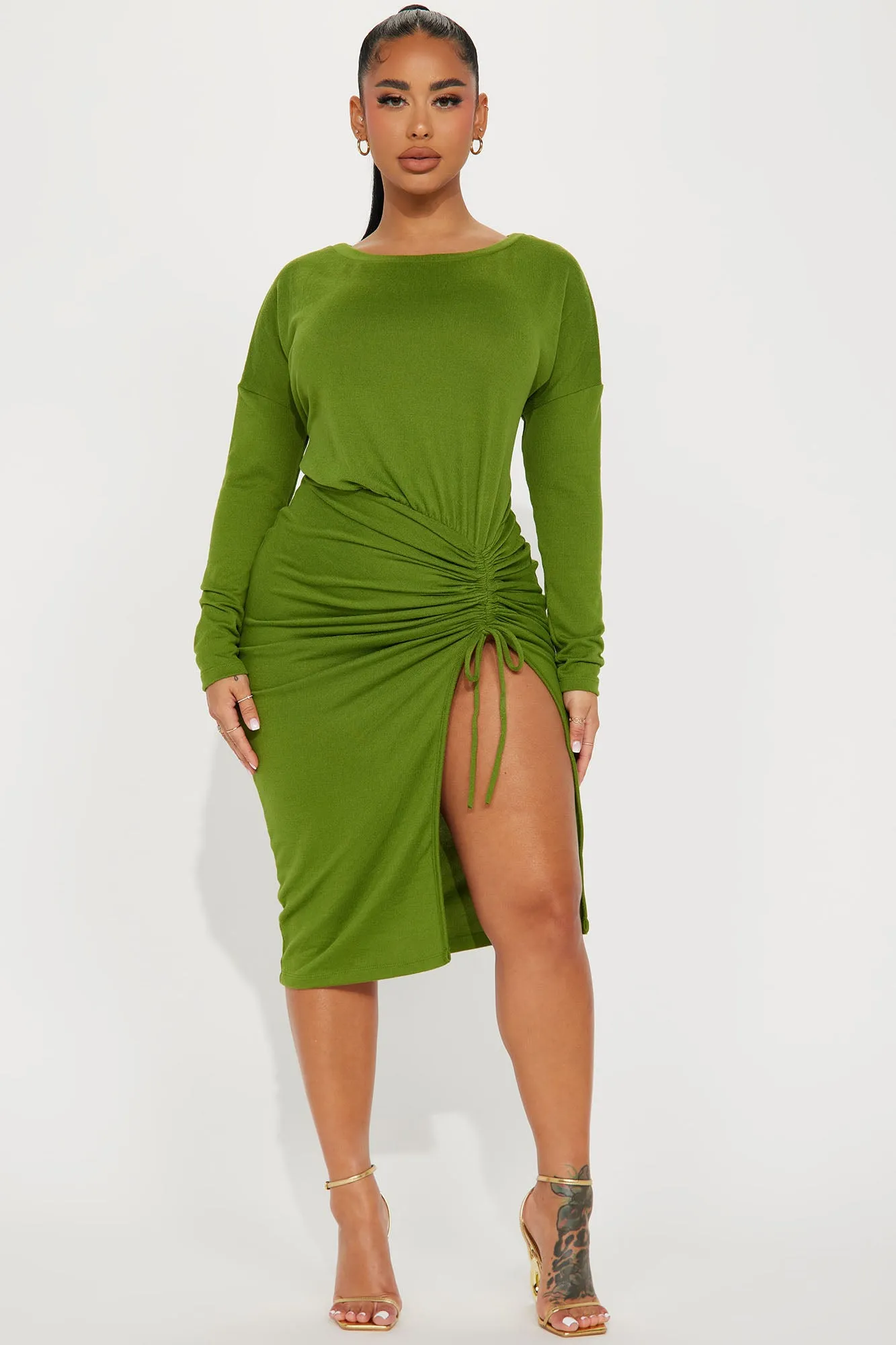 Angela Sweater Midi Dress - Green