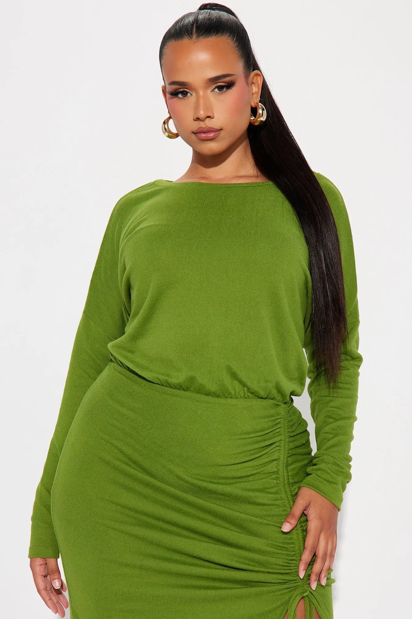 Angela Sweater Midi Dress - Green