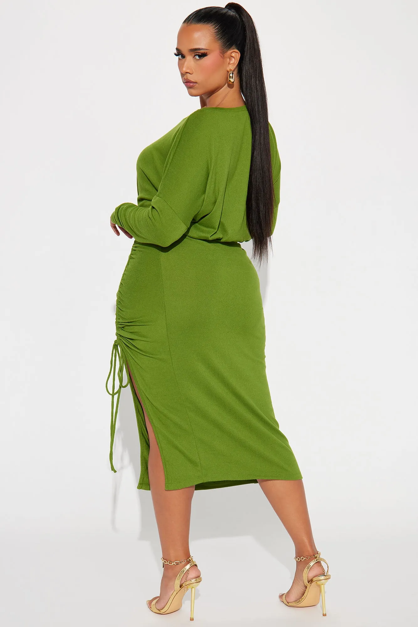 Angela Sweater Midi Dress - Green