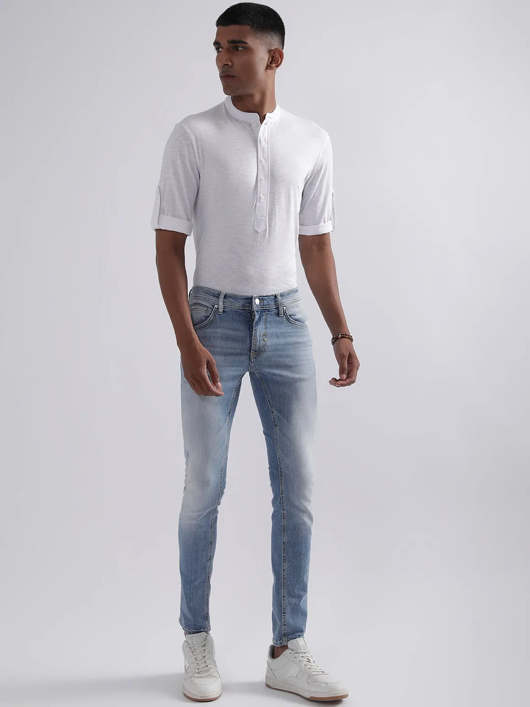 Antony Morato Men Super Skinny Fit Heavy Fade Clean Look Jeans