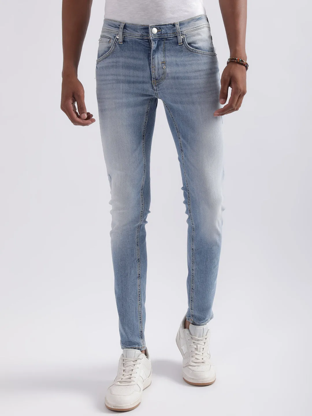 Antony Morato Men Super Skinny Fit Heavy Fade Clean Look Jeans