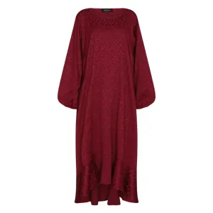 Aphrodite Red Burgundy Leopard Jacquard Dress