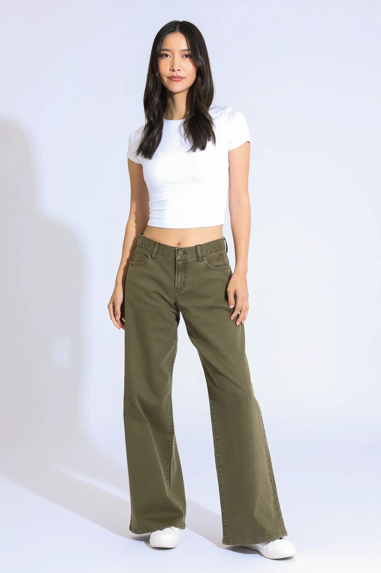 Ashley Classic Low Rise A-Line Baggy Jeans - Sea Kelp