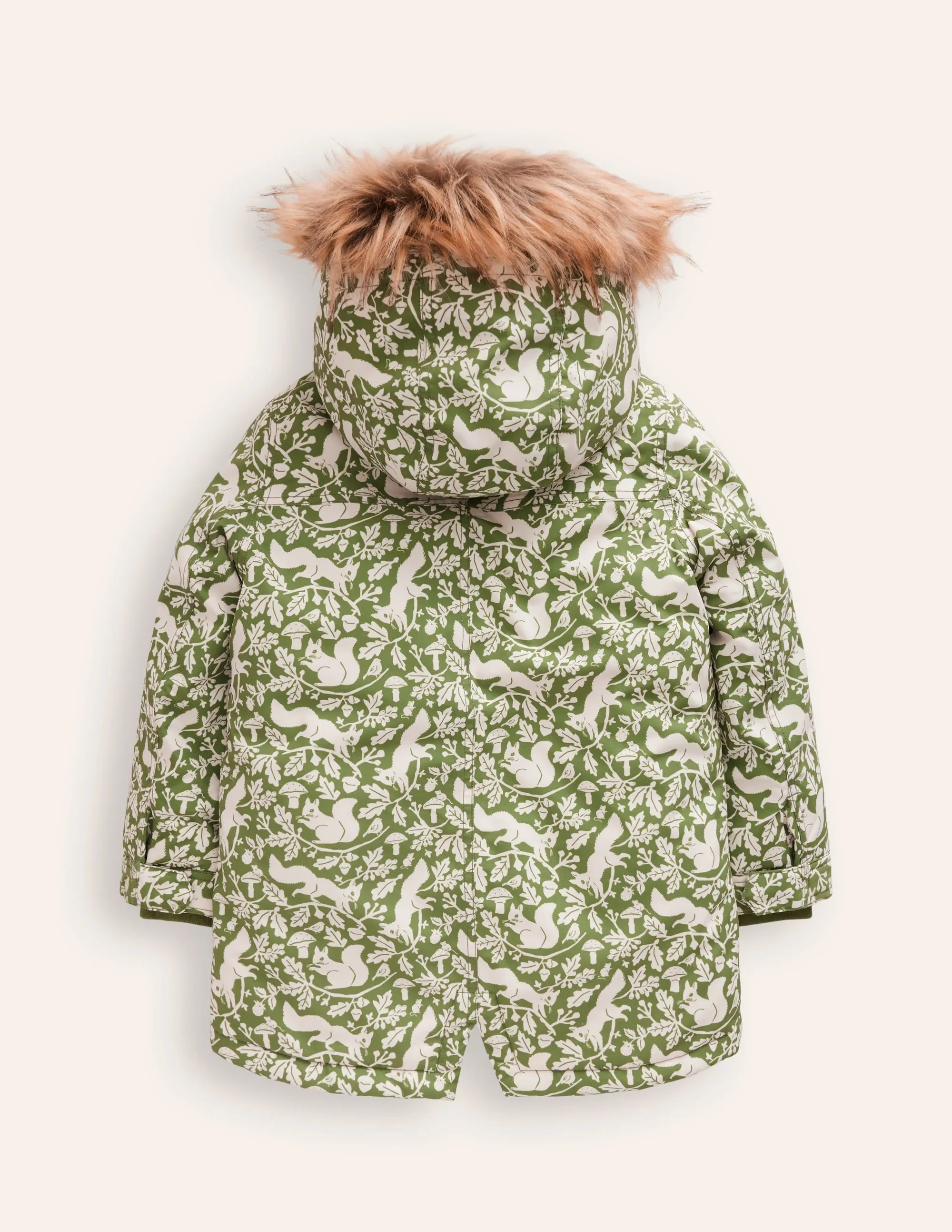 Authentic Waterproof Parka-Safari Green Woodland Squirrel