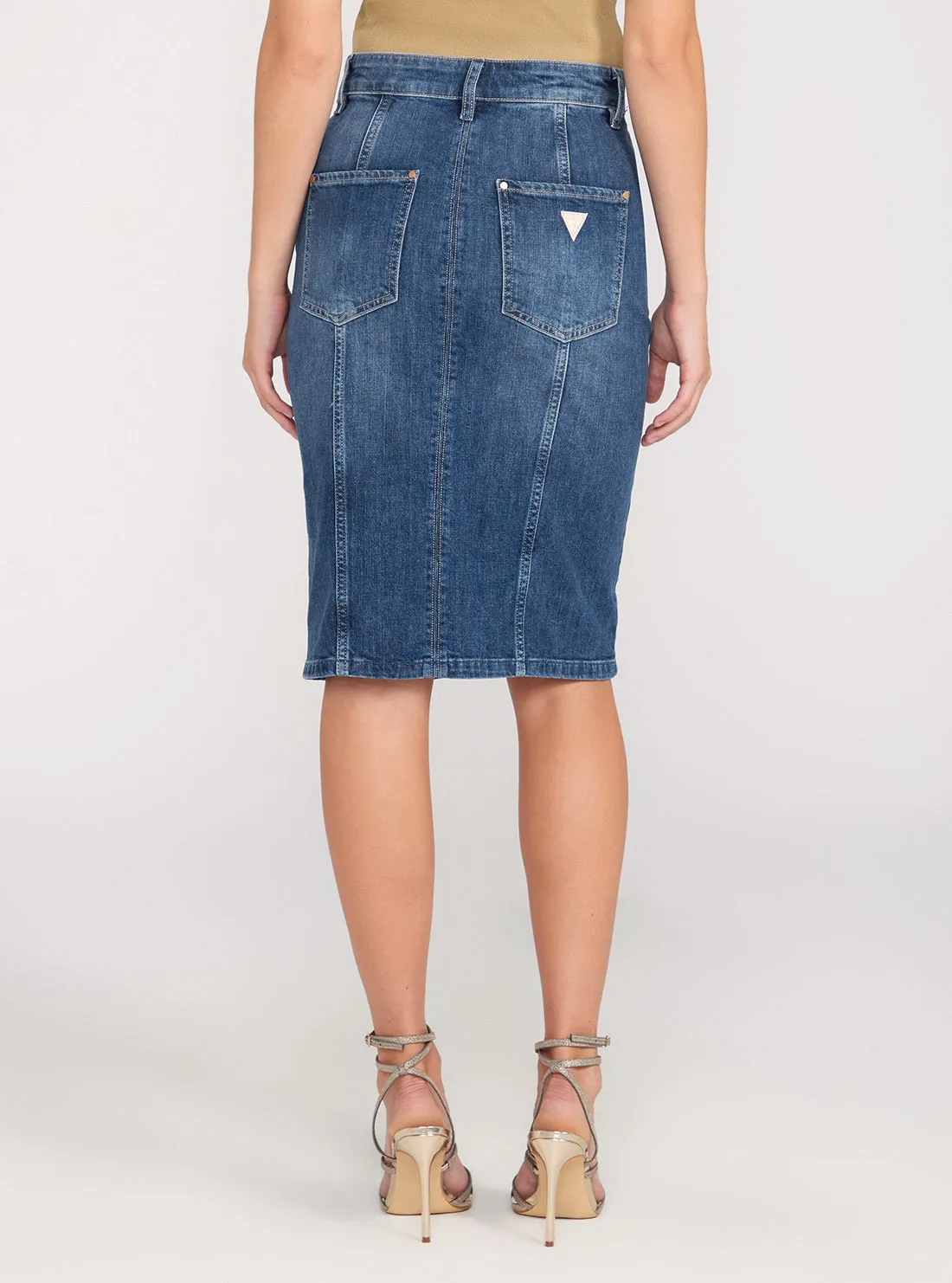 Blue Denim Carrie Longuette Midi Skirt