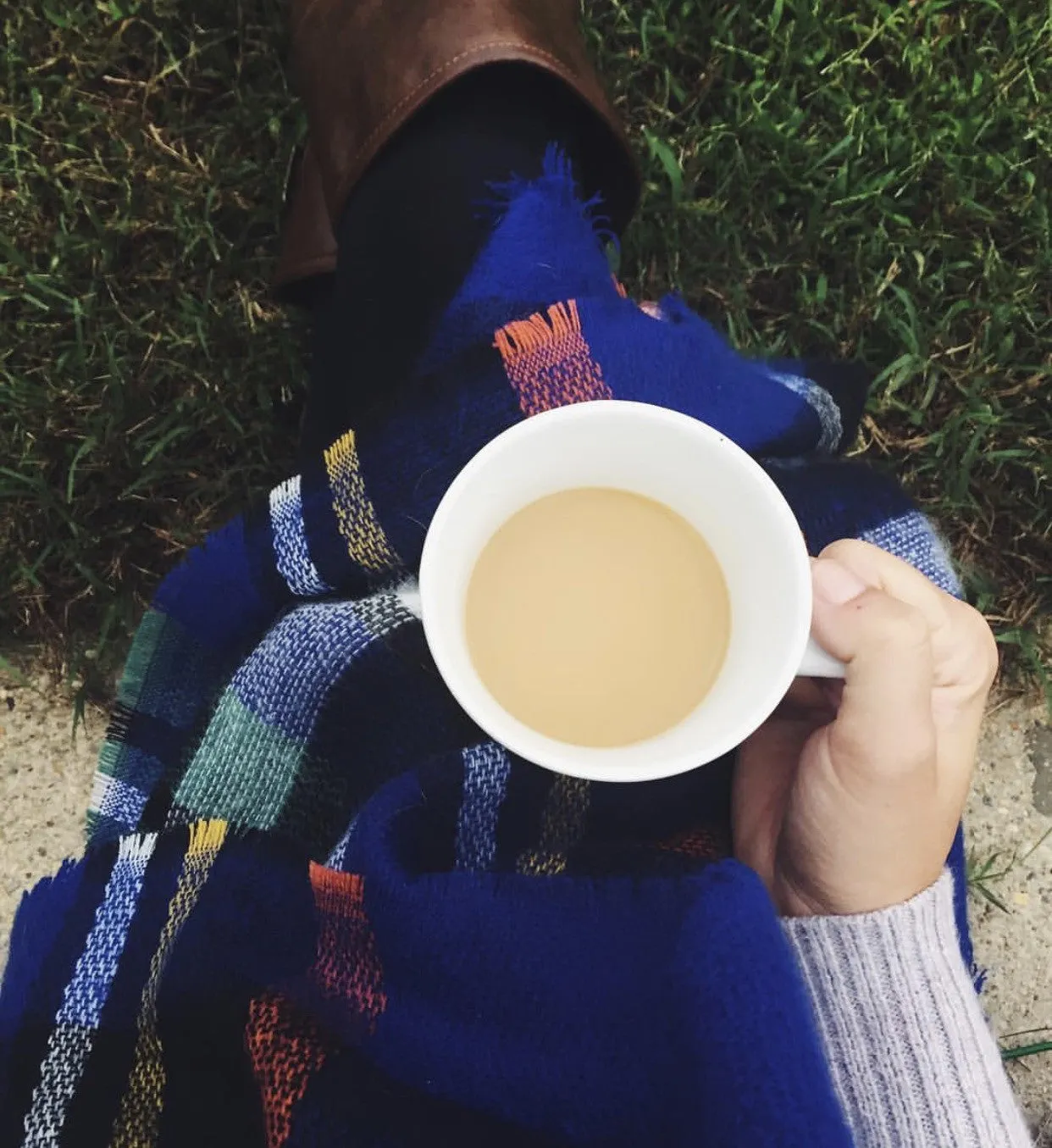 BLUE PLAID Blanket Scarf Handmade Tartan Shawl Wrap Warmer