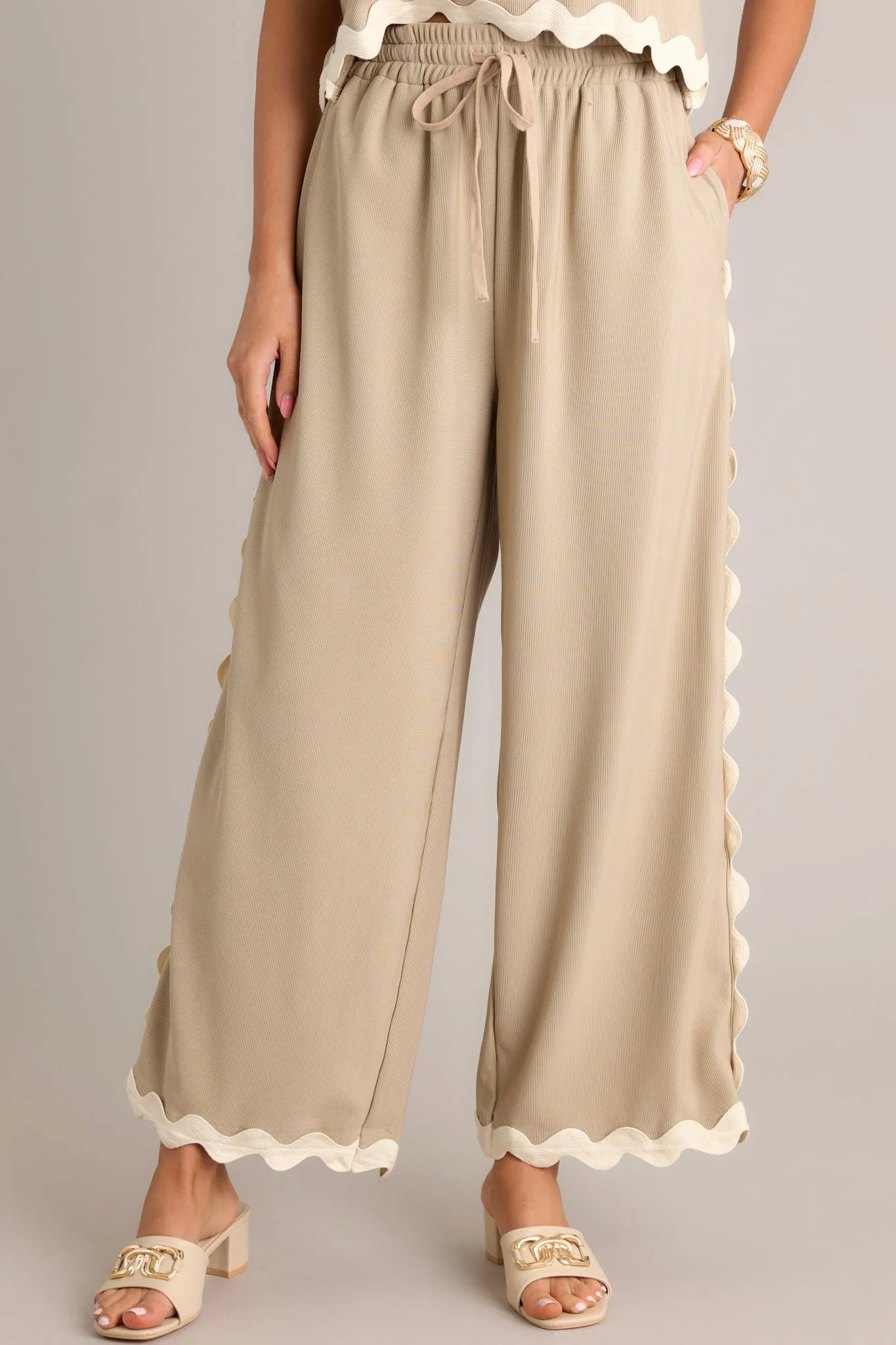 Breezy Charm Taupe Ricrac Pants