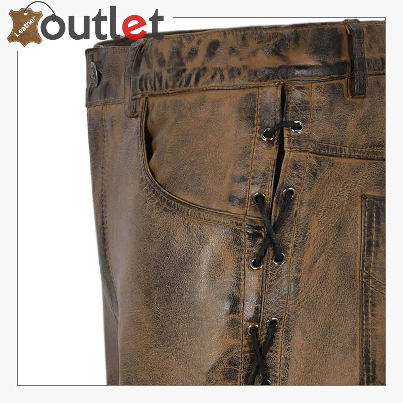 Brown Dirty Motorcycle Men's Biker Leather Trouser