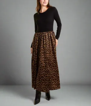 Brown Leopard Midi Dress