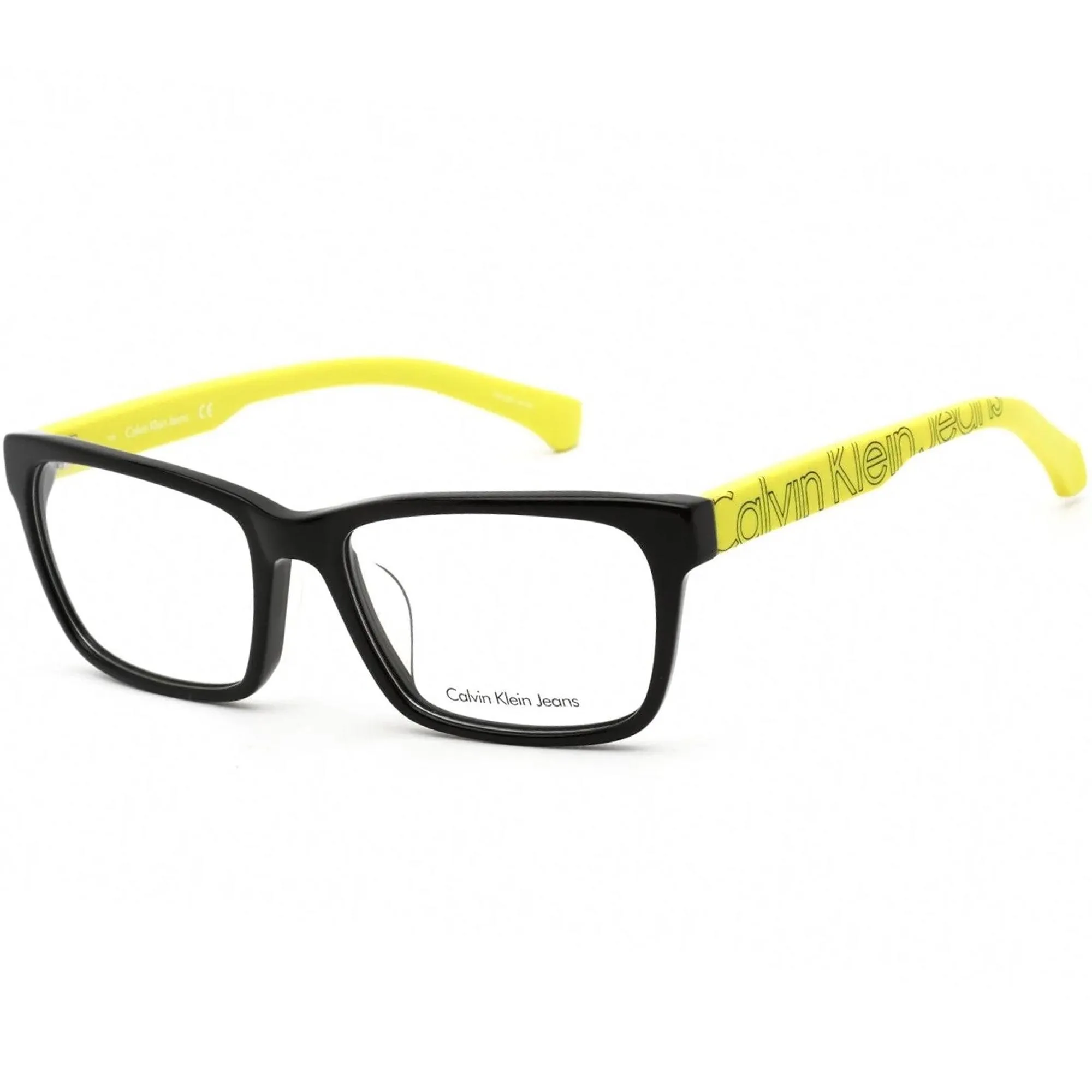 Calvin Klein Jeans Unisex Eyeglasses - Black Frame with Yellow Temple | CKJ957AF 001