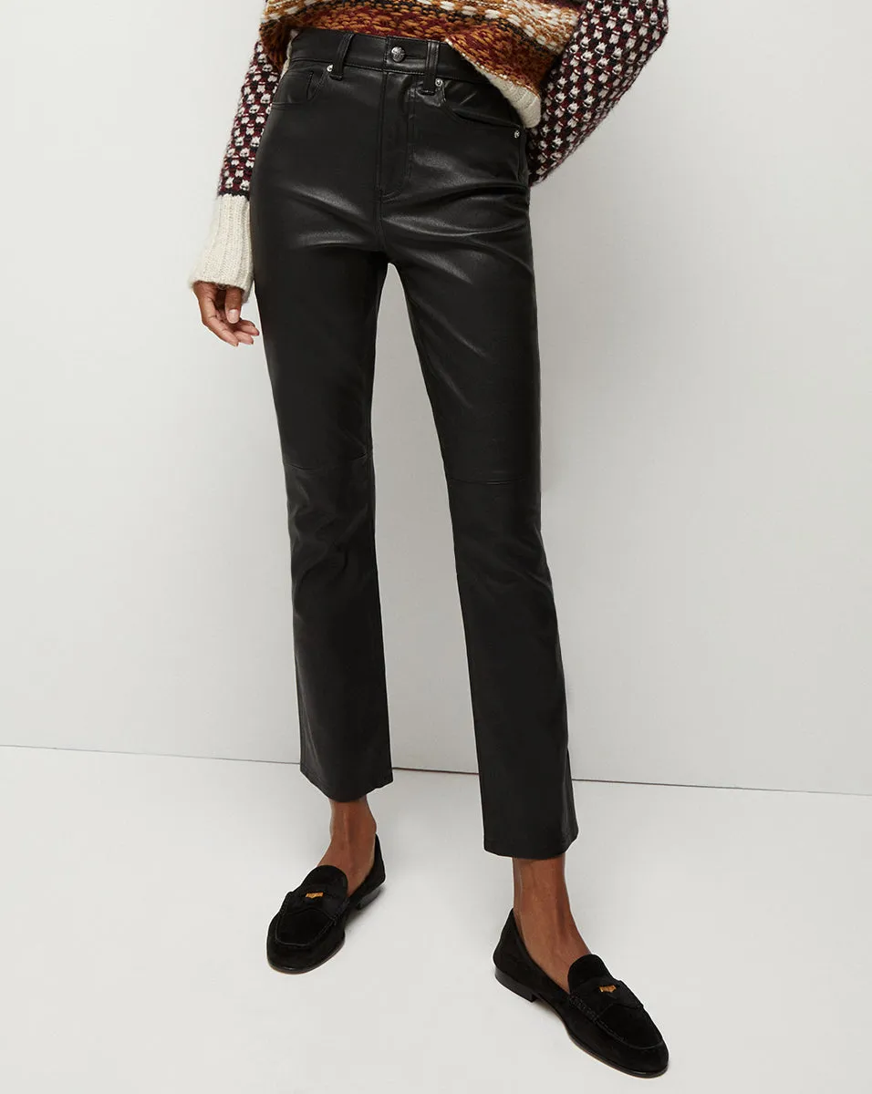 Carly Kick-Flare Leather Pant