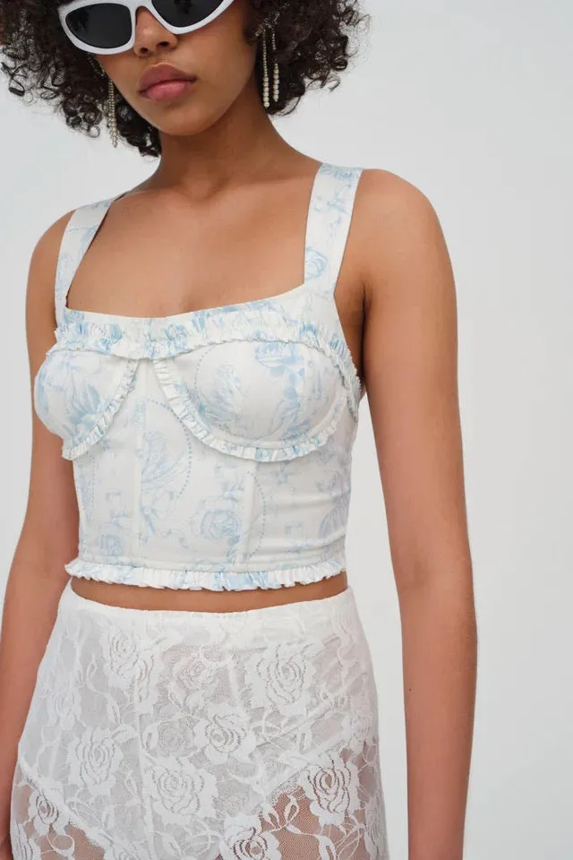 Chantal Denim Corset Top ~ Blue