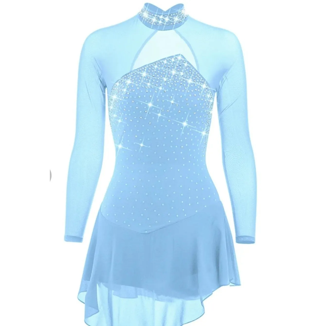 Competition Figure Skate Dress Light Blue BSU8162 Adult Medium Stock