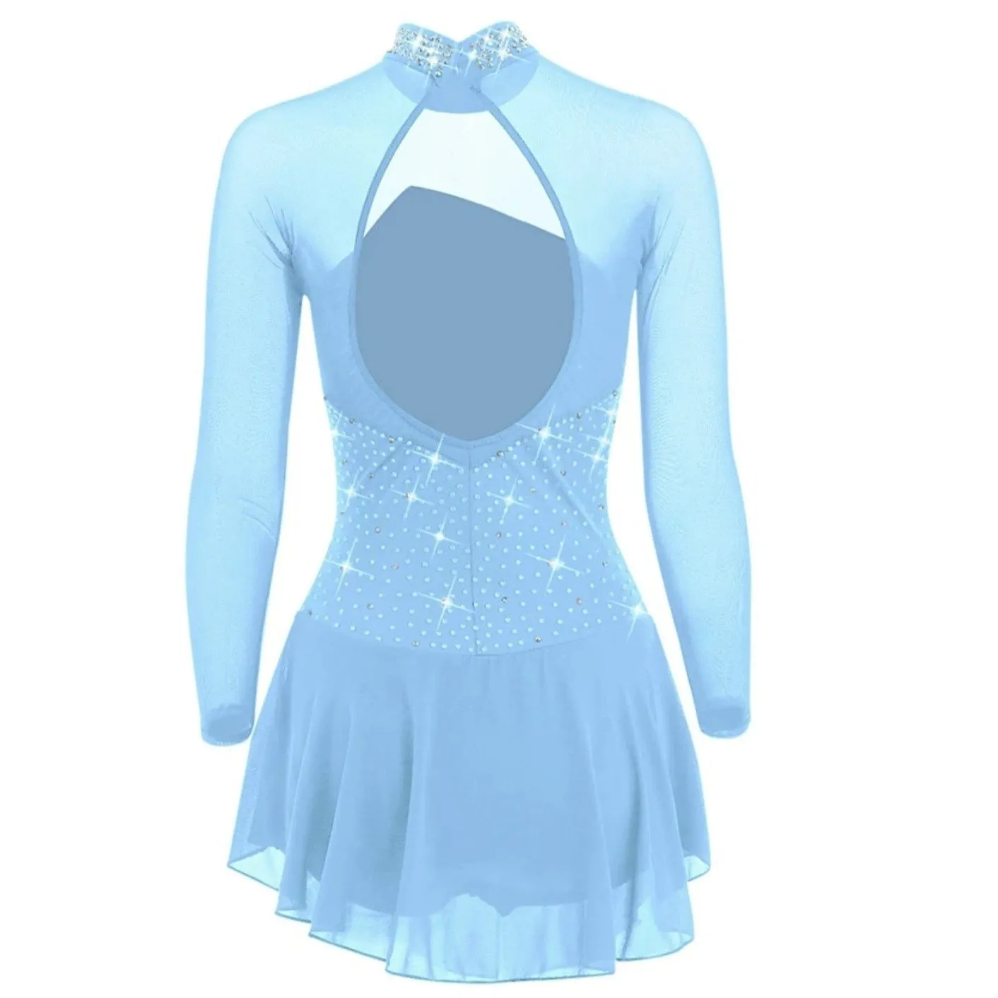 Competition Figure Skate Dress Light Blue BSU8162 Adult Medium Stock