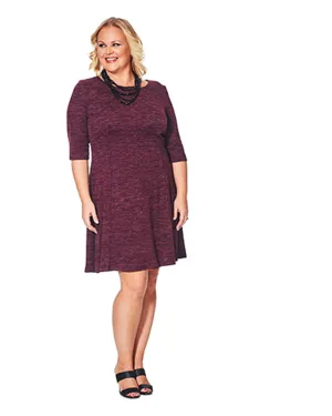 Connected Women's Plus Size Fit & Flare Sweater Dress Purple Size 24W | Purple