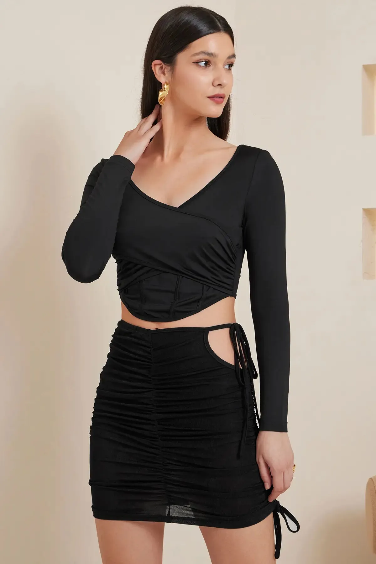 Criss Cross Ruched Crop Top