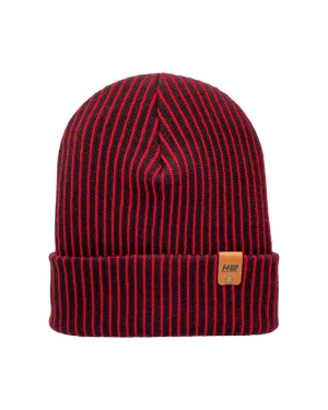 CTD501 HAAKWEAR Cuffed Wide Ribbed Striped Beanie / Hat, Limited Edition, Red/Black, Made in USA