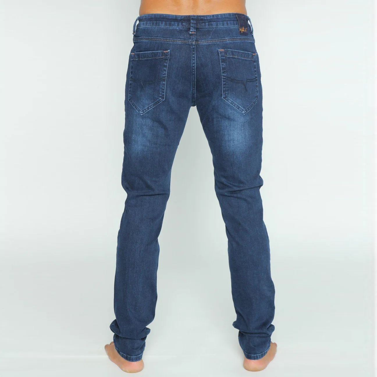 Dark Stretch Denim Jeans With Fade #EIG-32