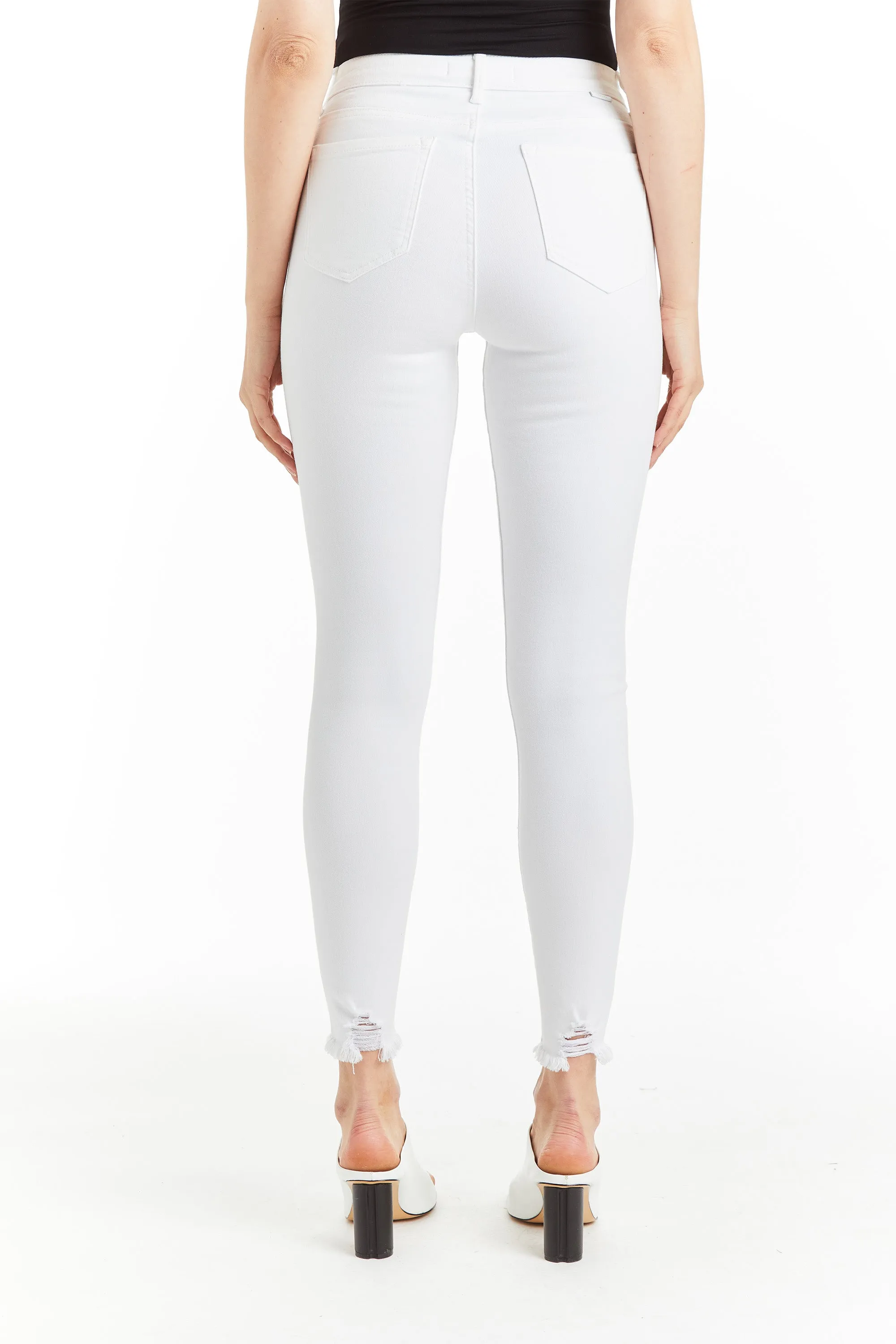 Diane - Destructed Crop Skinny In White