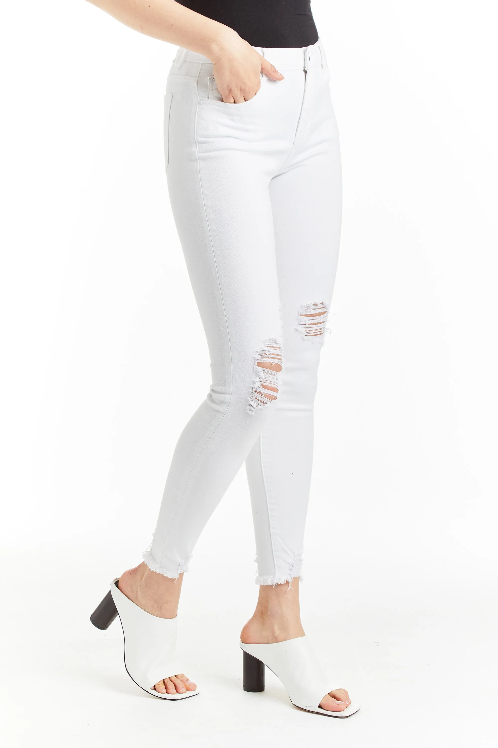 Diane - Destructed Crop Skinny In White