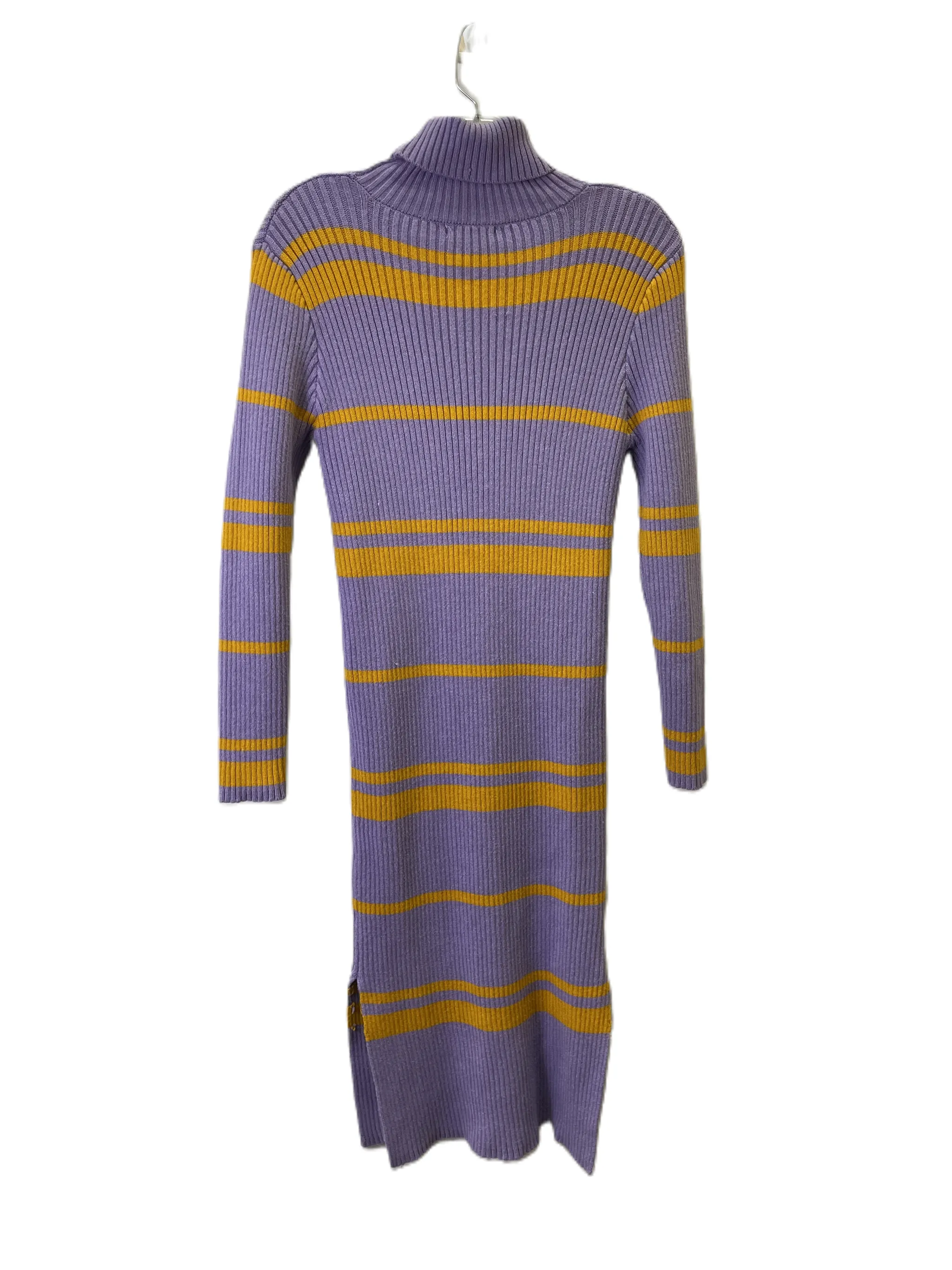 Dress Sweater By Moon River In Purple & Yellow, Size: M