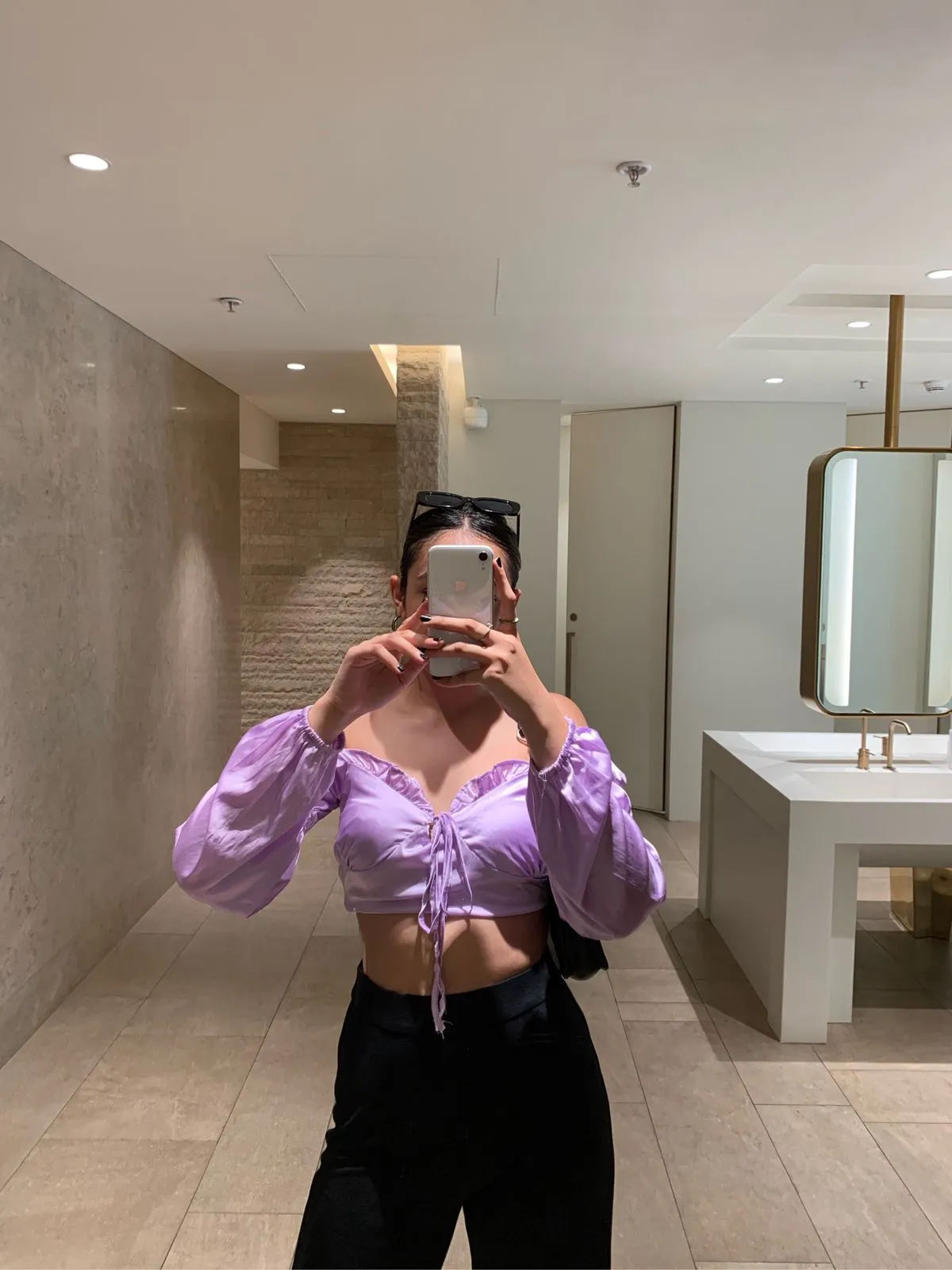 Elise Lilac satin top