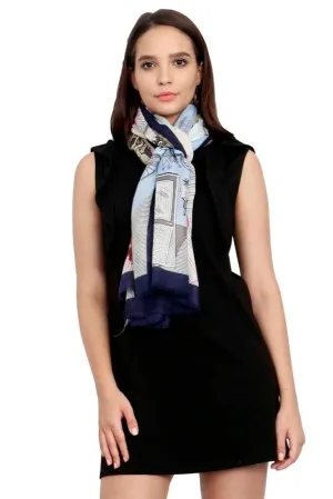 FabSeasons Viscose Abstract Navy Printed Soft & Stylish Scarf