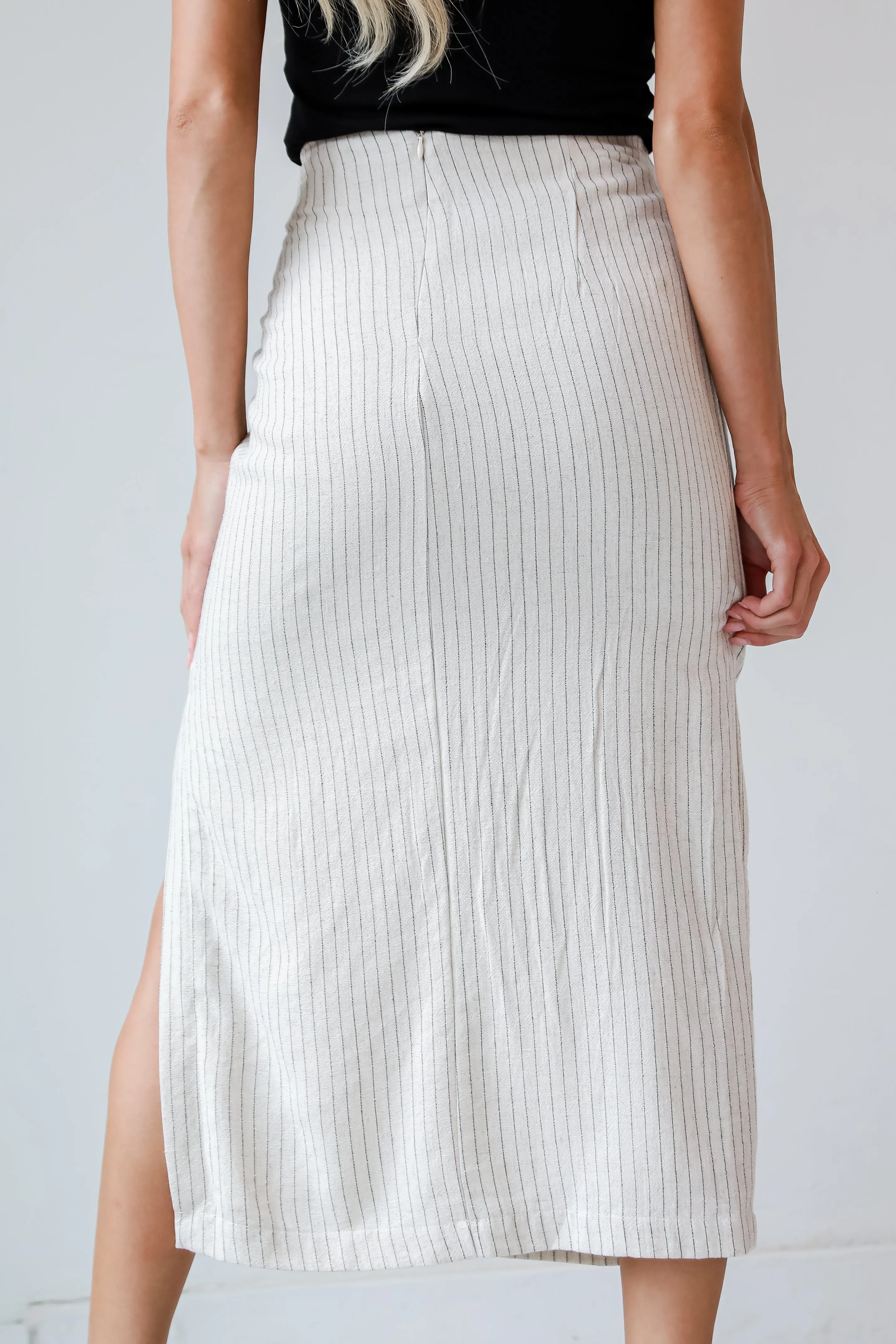 FINAL SALE - Set For Compliments Linen Striped Midi Skirt