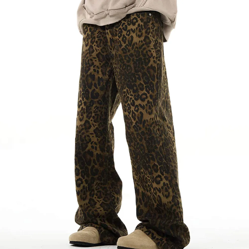 Found Leopard Wide-Leg Jeans