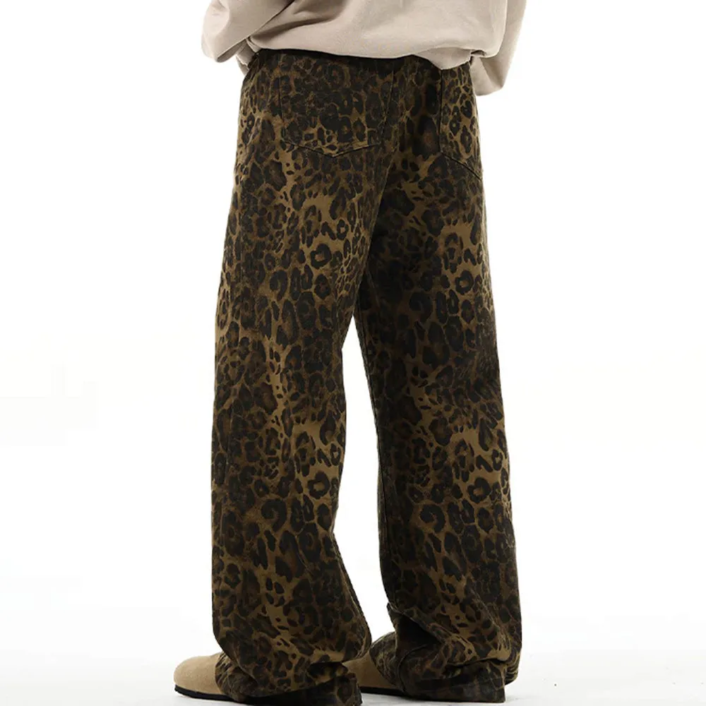 Found Leopard Wide-Leg Jeans