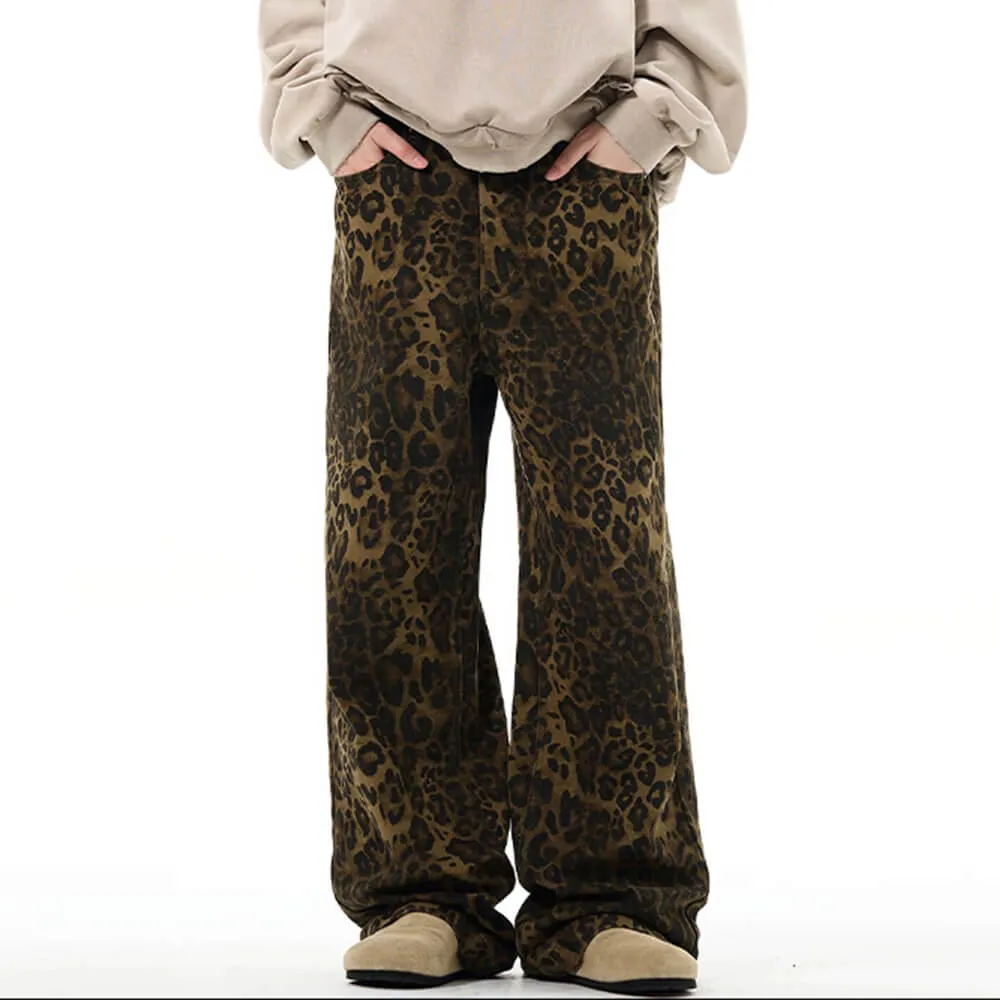 Found Leopard Wide-Leg Jeans