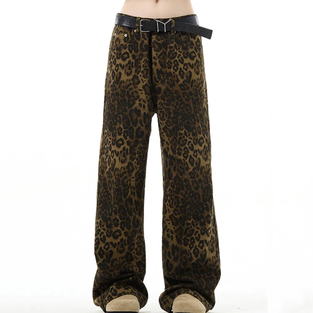 Found Leopard Wide-Leg Jeans