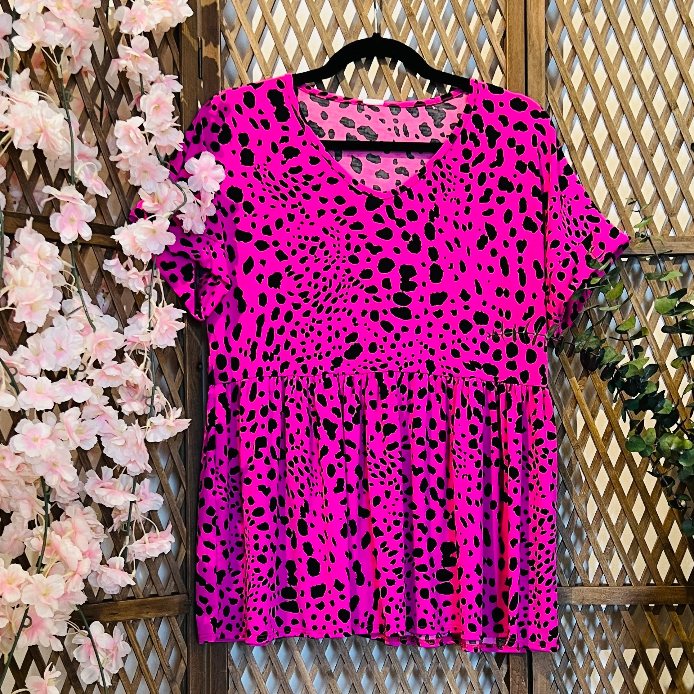 Fuchsia and Black Cheetah Top