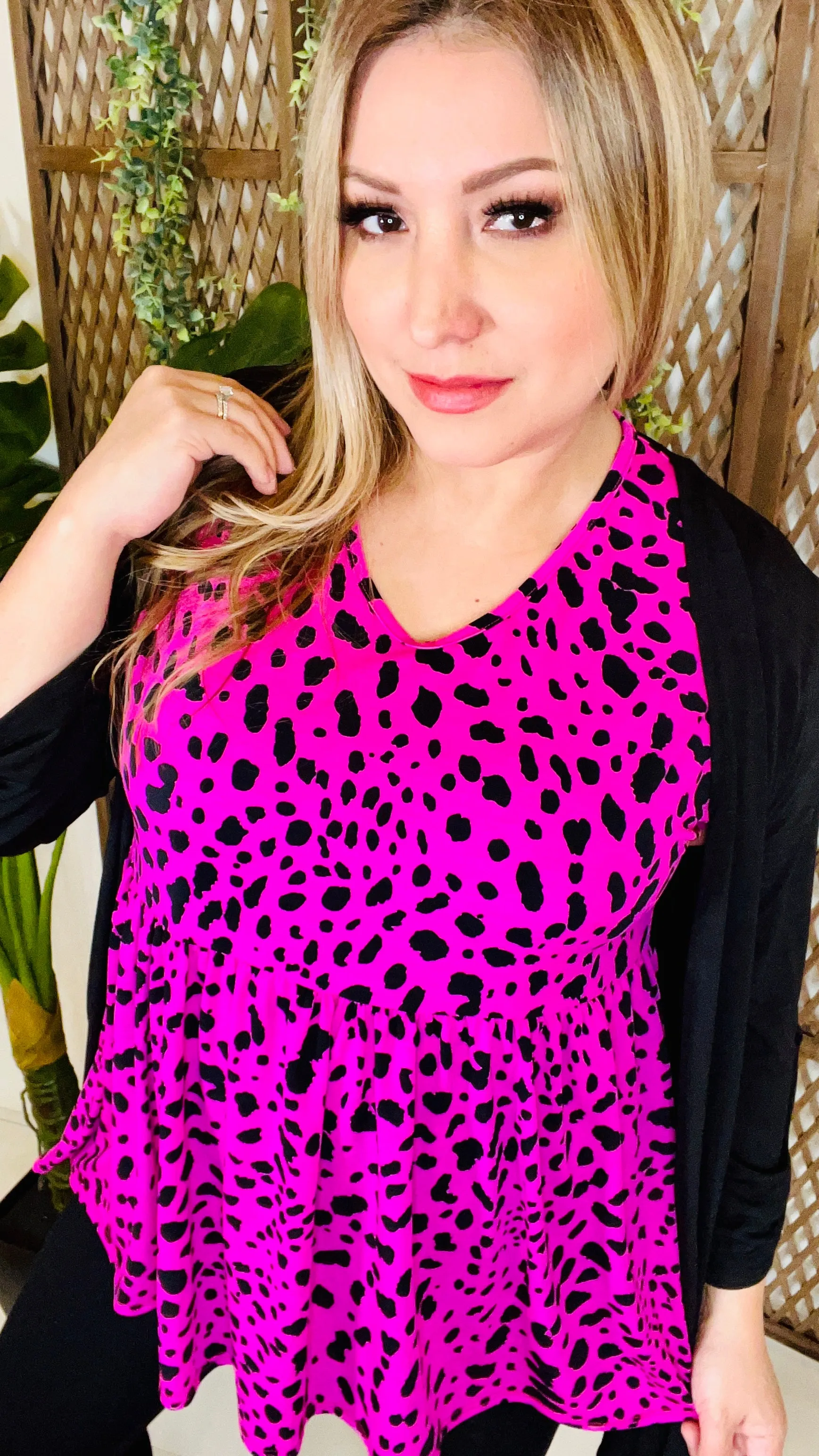 Fuchsia and Black Cheetah Top