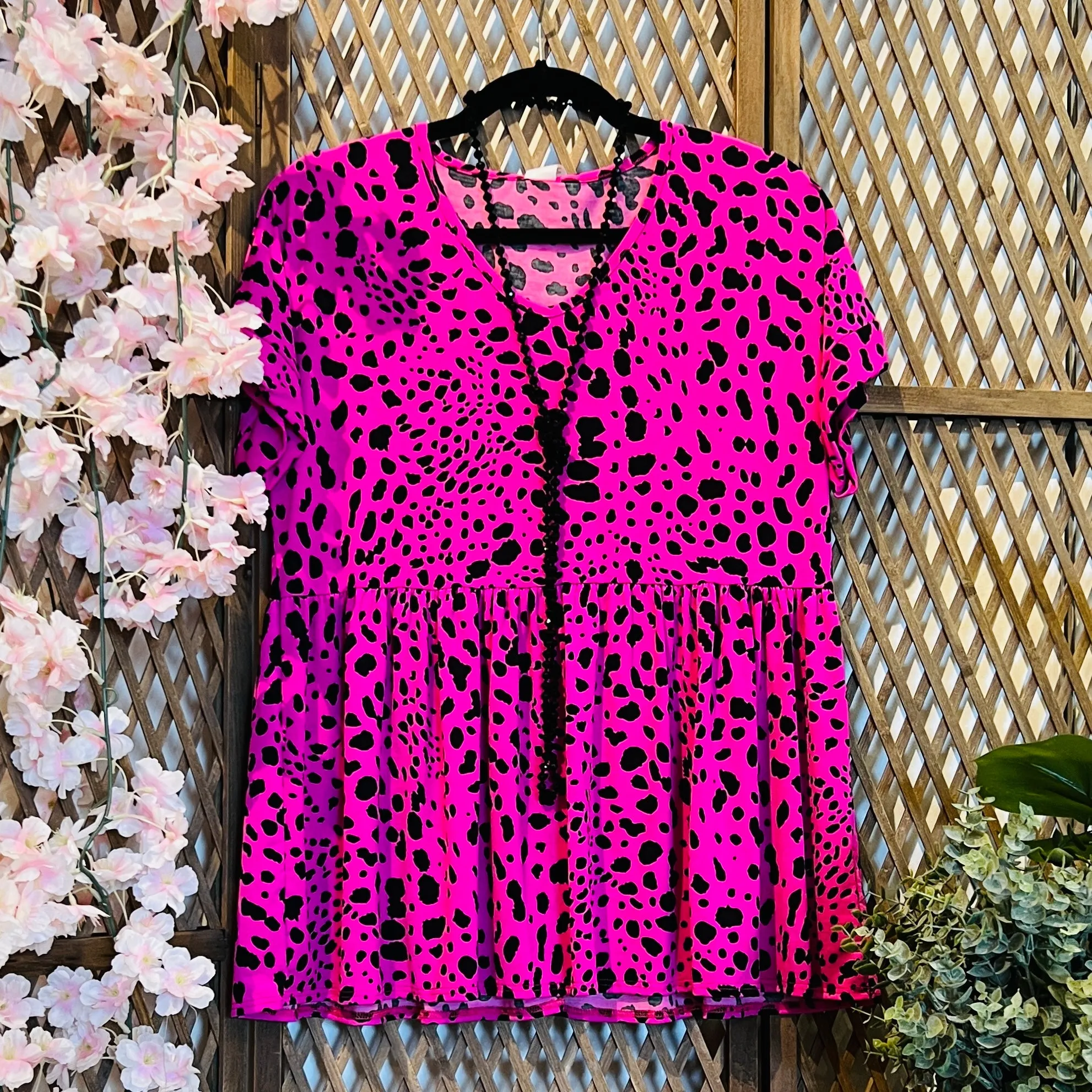 Fuchsia and Black Cheetah Top