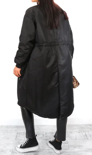 Gaynor Black & Leopard Reversible Longline Coat