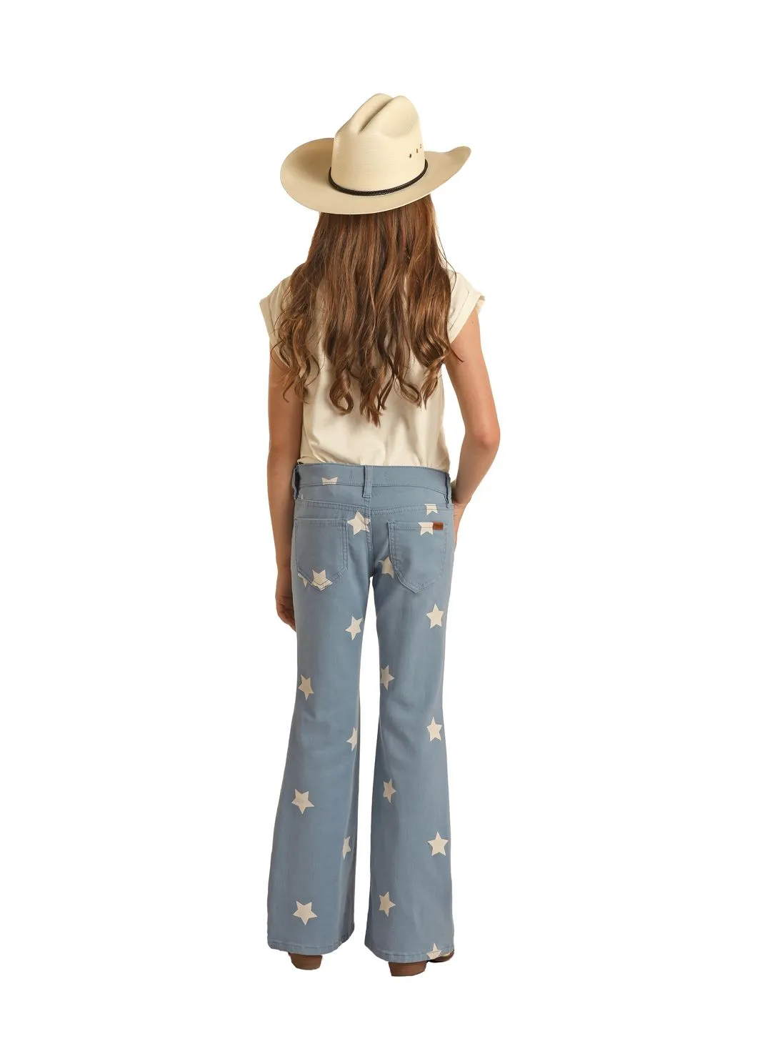 Girl's Rock & Roll Star Print Flare Jean