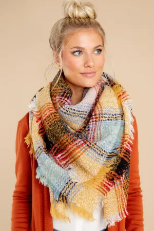 Heartwarming Smile Yellow Multi Plaid Scarf