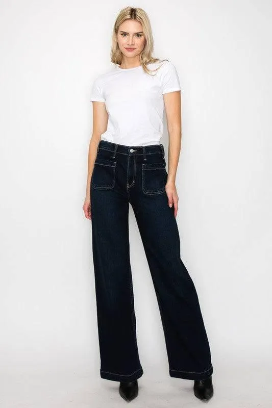 High rise modern wide jeans