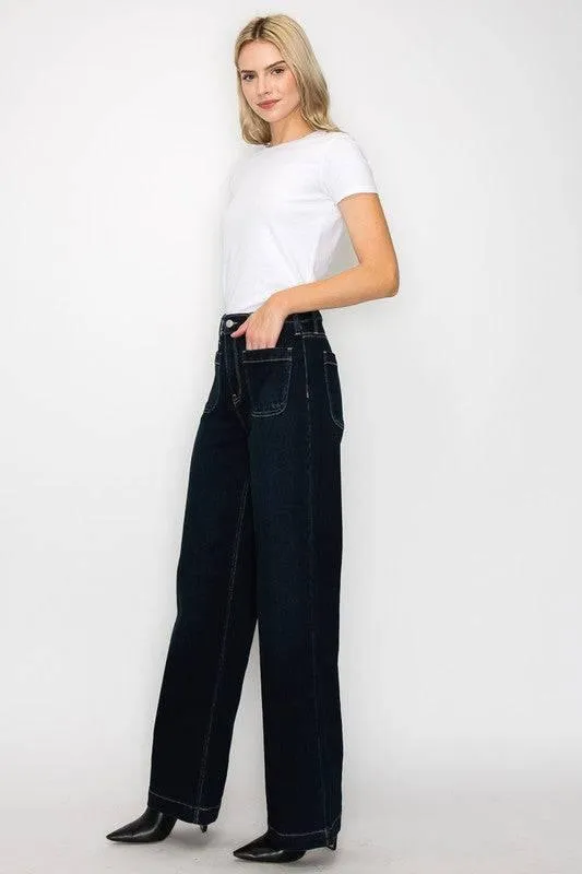 High rise modern wide jeans