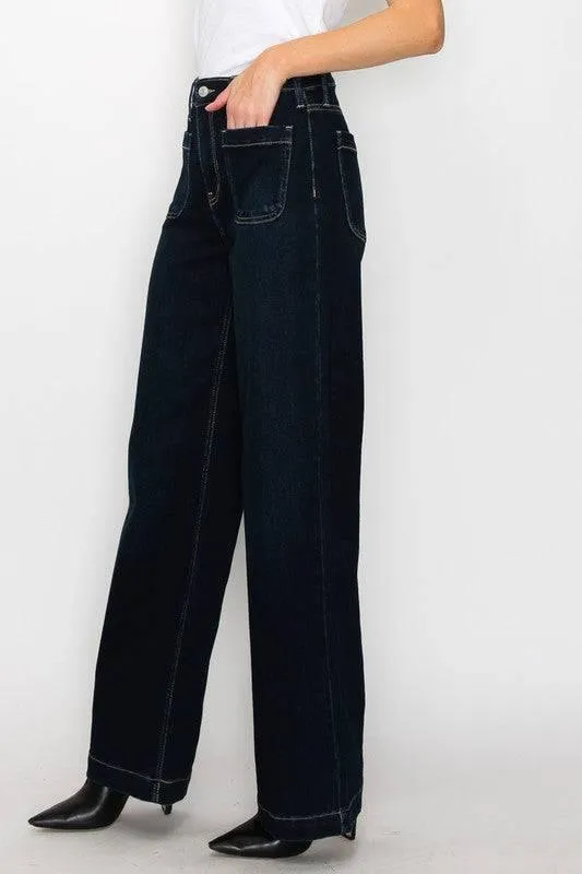 High rise modern wide jeans