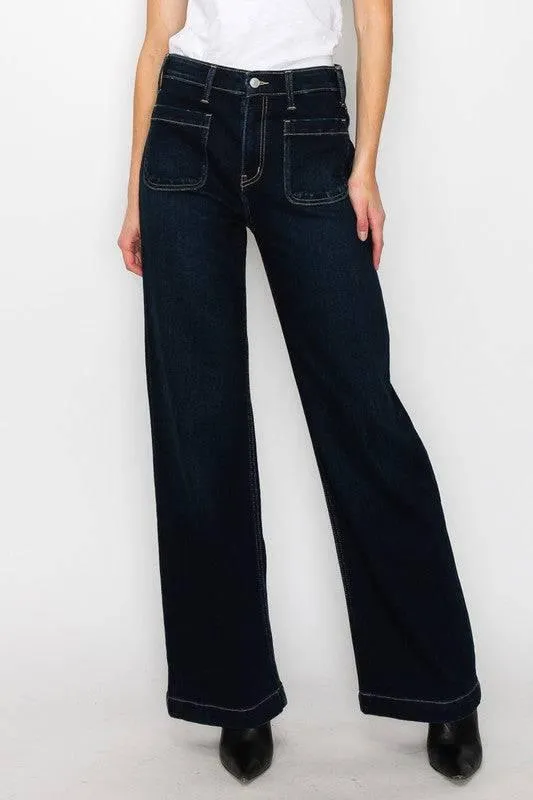 High rise modern wide jeans