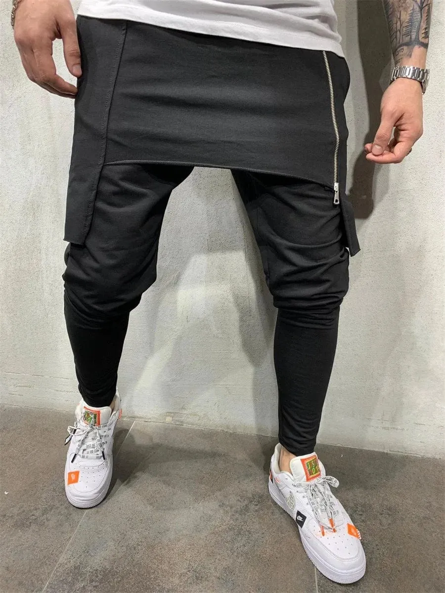 Hip Hop Trend Men's Trousers Slim Fit Streetwear Zipper Joggers