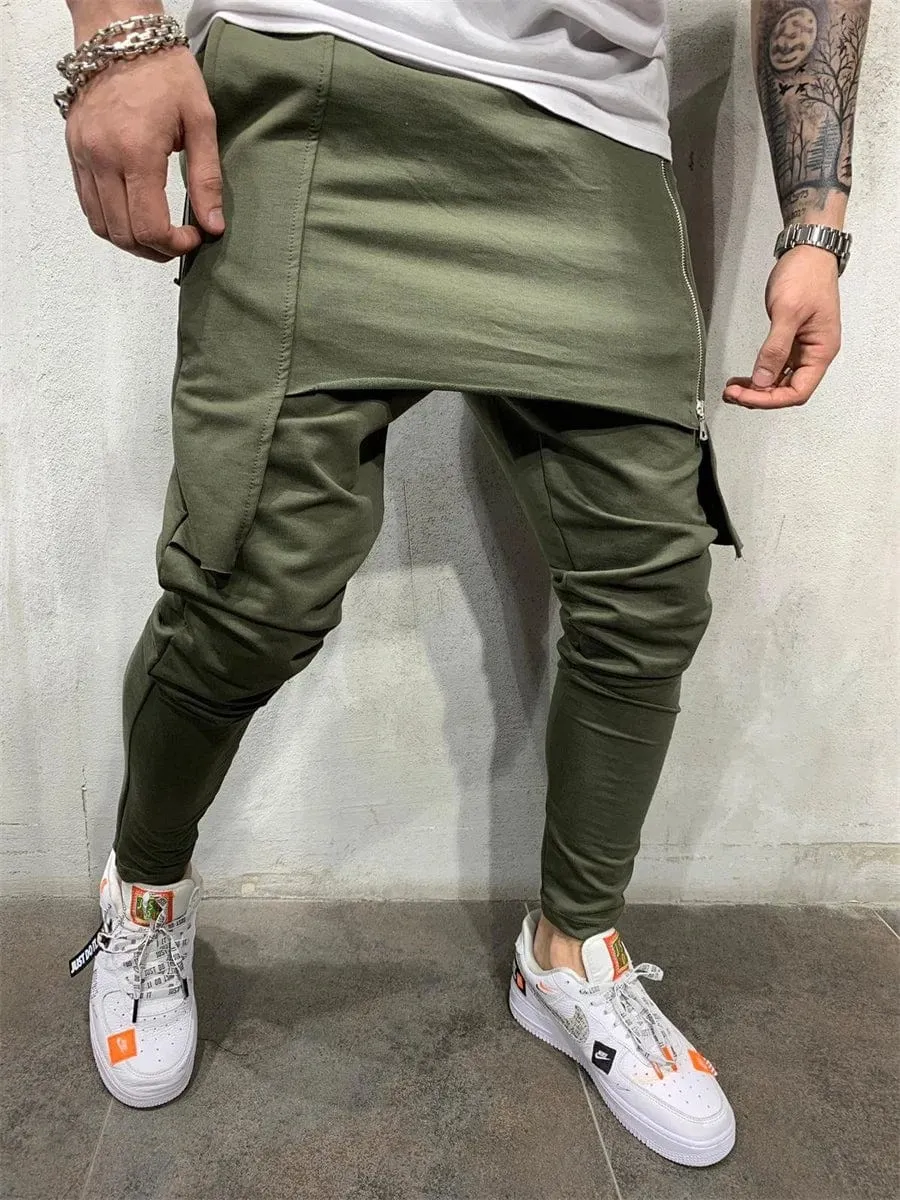 Hip Hop Trend Men's Trousers Slim Fit Streetwear Zipper Joggers